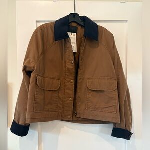 Zara NWT cropped utility jacket with corduroy trim